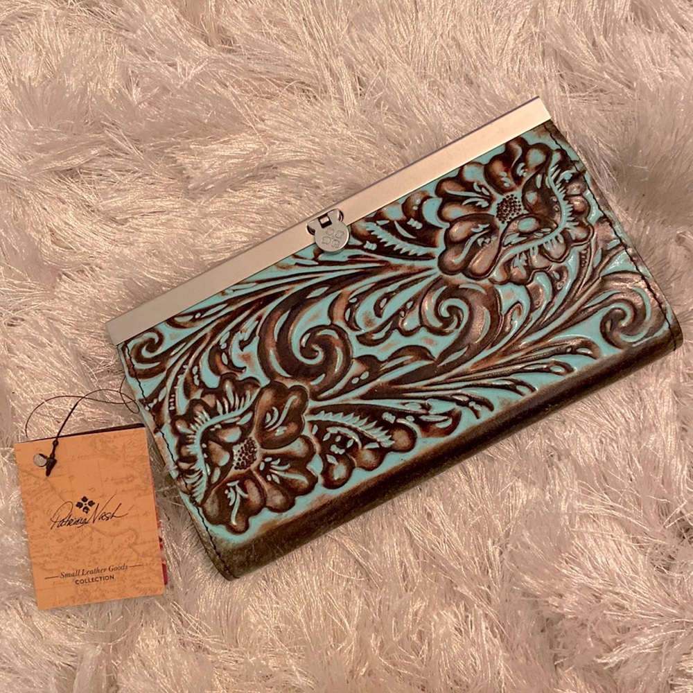 PATRICIA NASH genuine leather wallet, NWT, 7.5”/5.5”, RFID protected